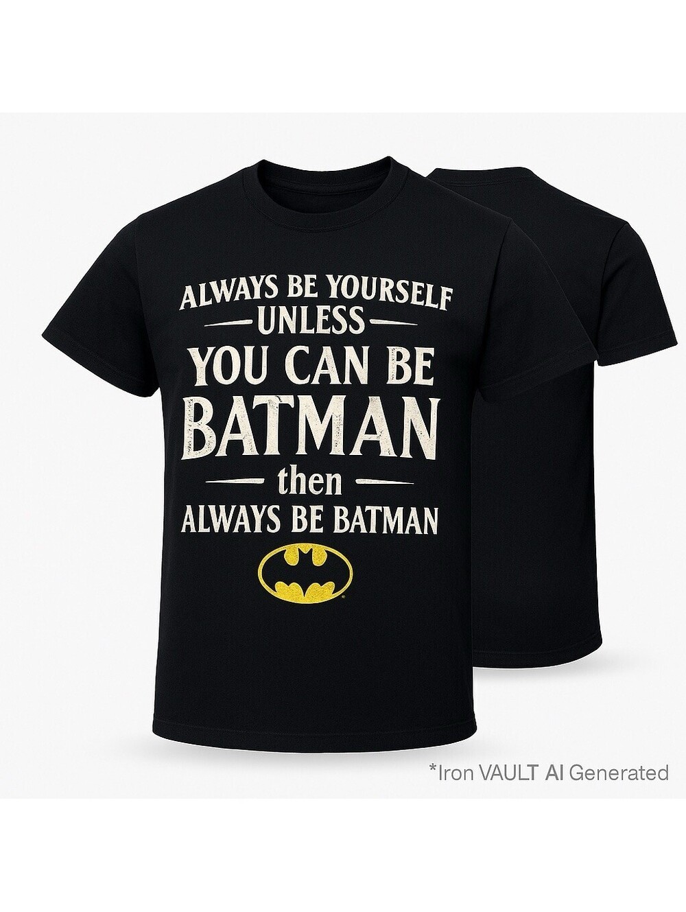 Batman T-Shirt Small DC Comics Be Yourself Quote Graphic Tee Black Superhero